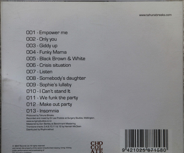 Tahuna Breaks : Black, Brown & White (CD, Album)