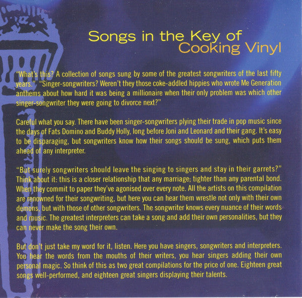 Various : Songs In The Key Of Cooking Vinyl (CD, Comp)
