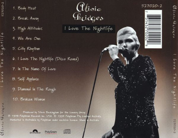 Alicia Bridges : I Love The Nightlife (CD, Album, RE)
