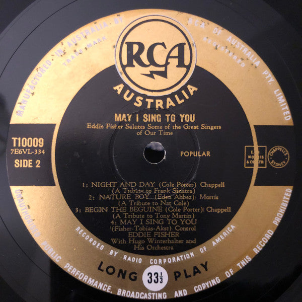 Eddie Fisher With Hugo Winterhalter Orchestra : May I Sing To You (10", Album, Mono)