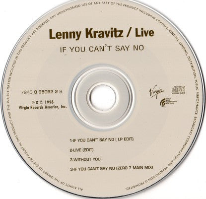Lenny Kravitz : If You Can't Say No / Live (CD, Maxi)
