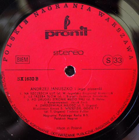 Various : Andrzej Januszko I Jego Piosenki (LP, Comp)