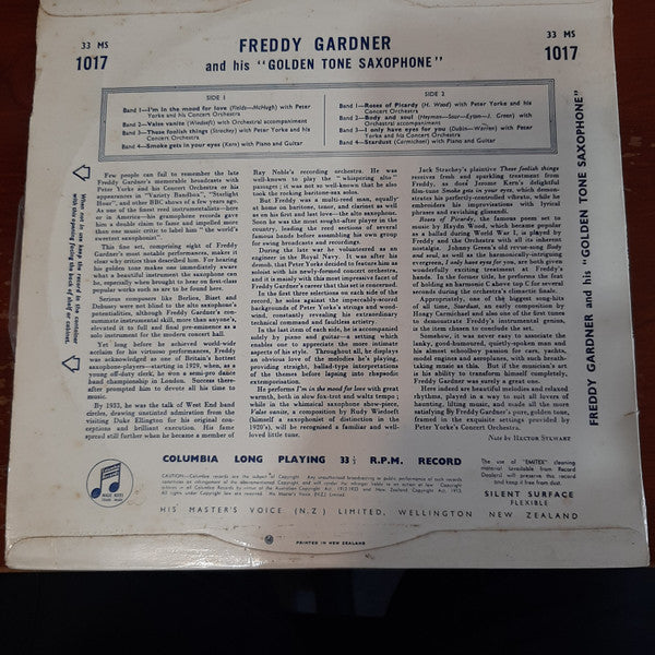 Freddy Gardner : Freddy Gardner And His Golden Tone Saxophone (10")