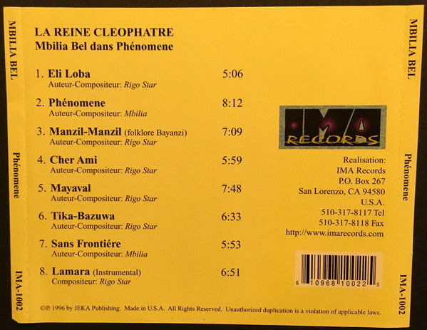 La Reine Cléophâtre Mbilia Bel* : Phénomene Et "Eli Loba" (CD, RE)