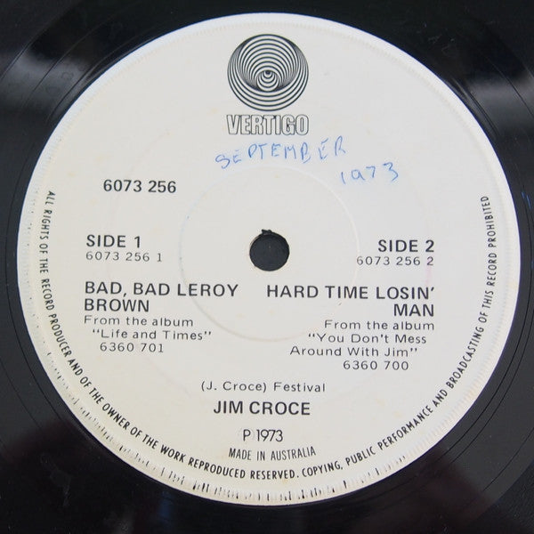 Jim Croce : Bad, Bad Leroy Brown (7", Single)