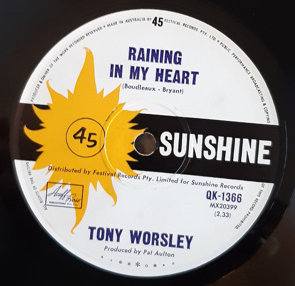 Tony Worsley : Raining In My Heart (7")