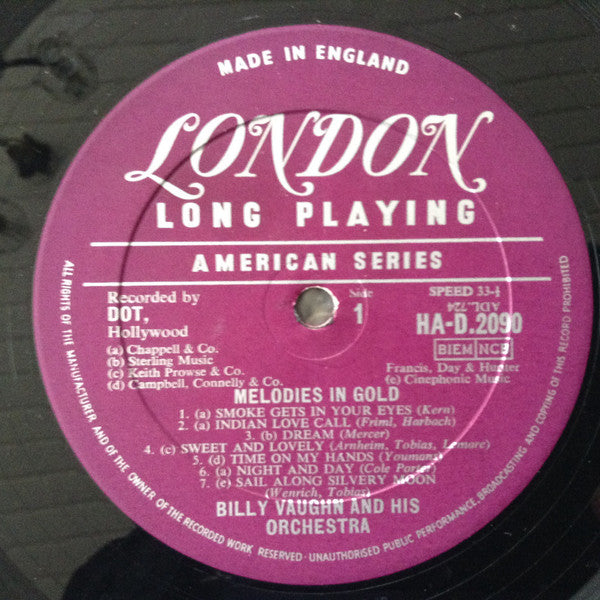 Billy Vaughn And His Orchestra : Melodies In Gold (LP, Album, Mono)