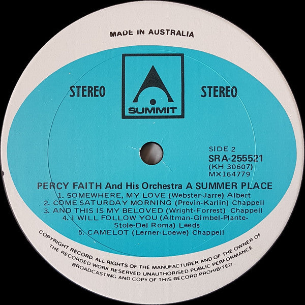 Percy Faith And His Orchestra* : A Summer Place (LP)