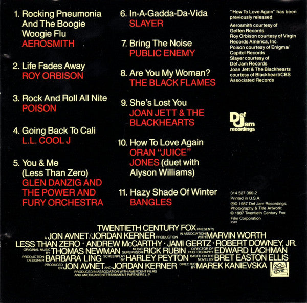 Various : Less Than Zero (Original Motion Picture Soundtrack) (CD, Comp, RE)