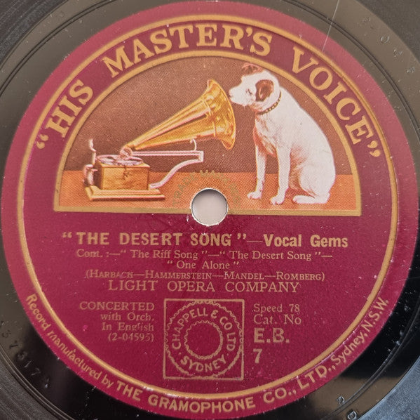 Light Opera Company* : "The Student Prince" / "The Desert Song" - Vocal Gems (Shellac, 12")