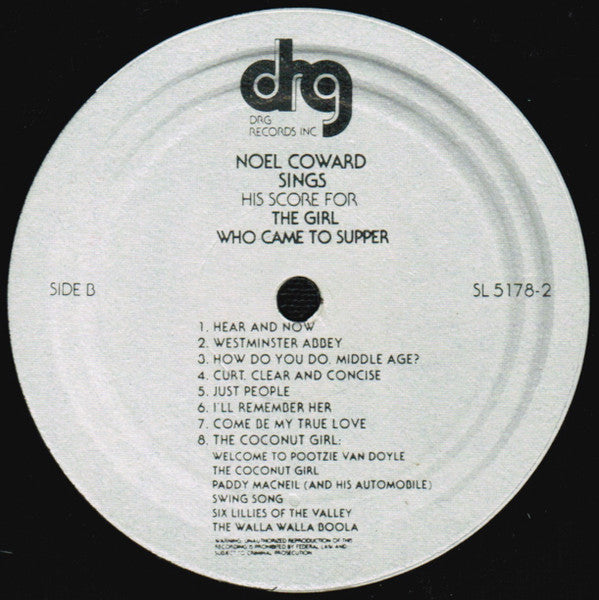 Noel Coward* : Noel Coward Sings His Score For The Girl Who Came To Supper (LP, Album)