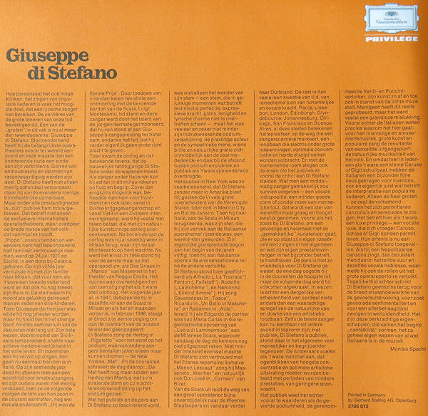 Giuseppe di Stefano : » O Sole Mio « (Beliebte Neapolitanische Lieder, Serenaden Und Canzonen) (2xLP + Box, Comp)