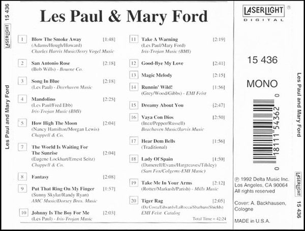 Les Paul & Mary Ford : The World Is Waiting For The Sunrise (CD, Comp, Mono)