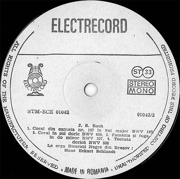 Hans Eckart Schlandt* : La Orga Bisericii Negre Din Brașov (LP, RE)