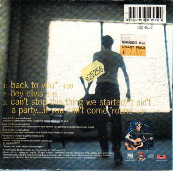 Bryan Adams : Back To You (CD, Single, Car)