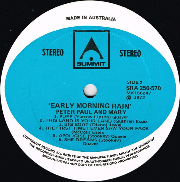 Peter, Paul & Mary : Early Morning Rain (LP, Comp)