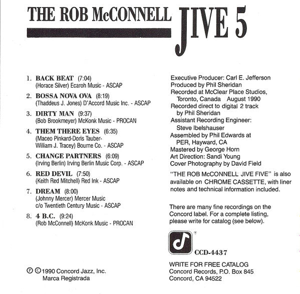 The Rob McConnell Jive 5 : The Rob McConnell Jive 5 (CD, Album)