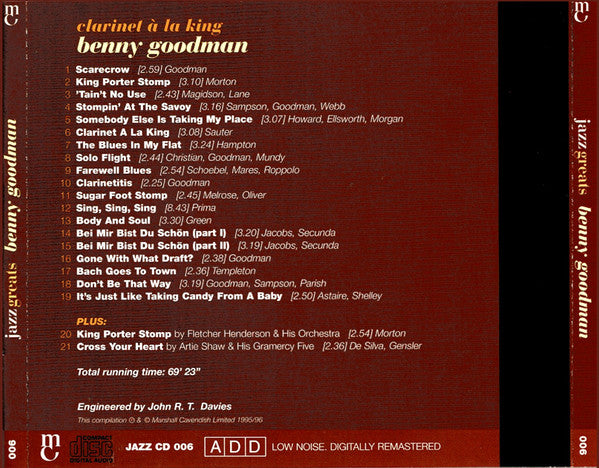 Benny Goodman : Clarinet À La King (CD, Comp, RM)