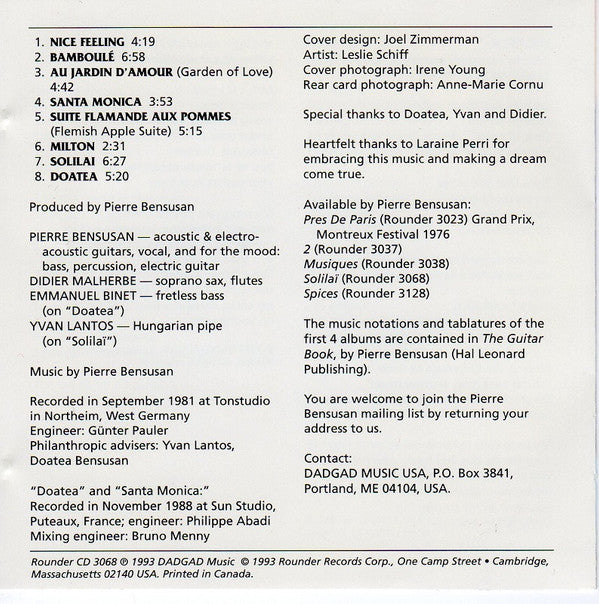 Pierre Bensusan : Solilai (CD, Album, RE)