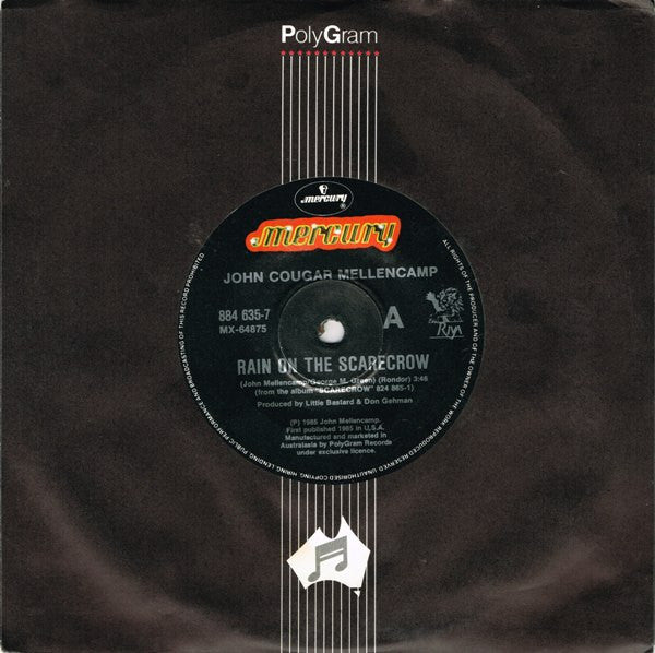 John Cougar Mellencamp : Rain On The Scarecrow (7", Single)