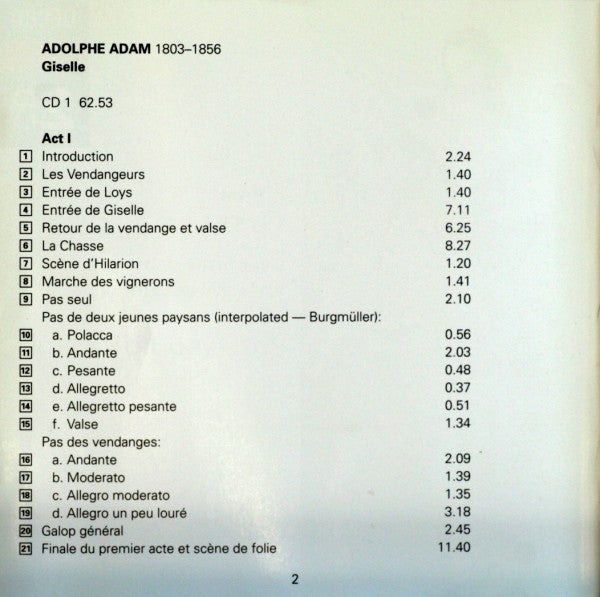 Adolphe C. Adam, Richard Bonynge, Orchestra Of The Royal Opera House, Covent Garden : Giselle (2xCD)