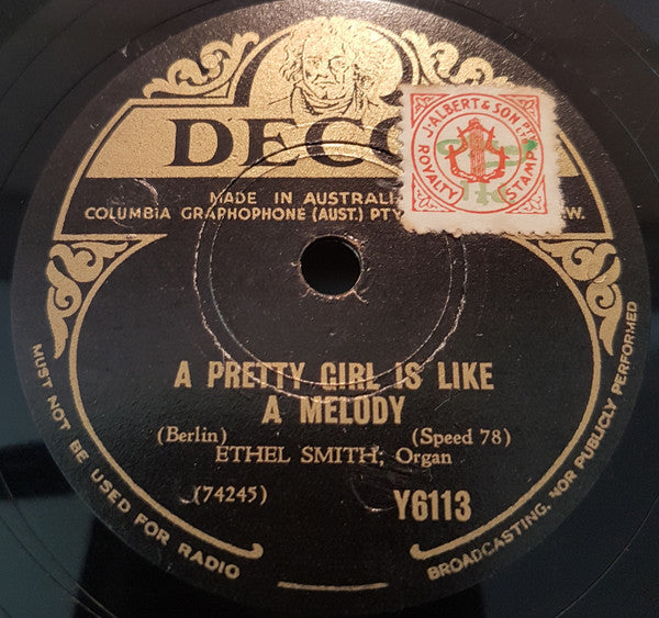 Ethel Smith : Easter Parade / A Pretty Girl Is Like A Melody (Shellac, 10")