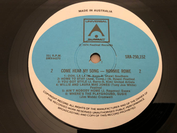 Normie Rowe : Come Hear My Song (LP)
