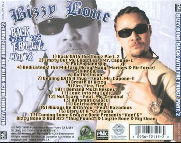 Bizzy Bone : Back With The Thugz Volume 2 (CD, Album)