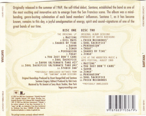 Santana : Santana (2xCD, Album, RE, RM)