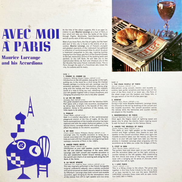 Maurice Larcange And His Accordions* : Avec Moi A Paris (LP, Album, Gat)
