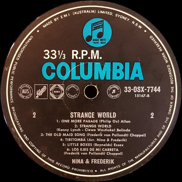 Nina & Frederik : Strange World (LP, Album, Mono)