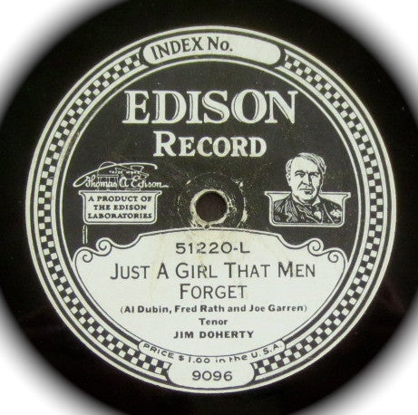 Jim Doherty (6) / Billy Jones (4) : Just A Girl That Men Forget / The Gold-Diggger (Dig A Little Deeper) (Edison Disc)