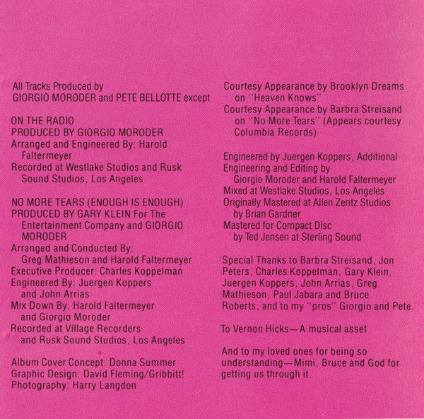 Donna Summer : On The Radio - Greatest Hits Volumes I & II (CD, Comp, P/Mixed, RE)