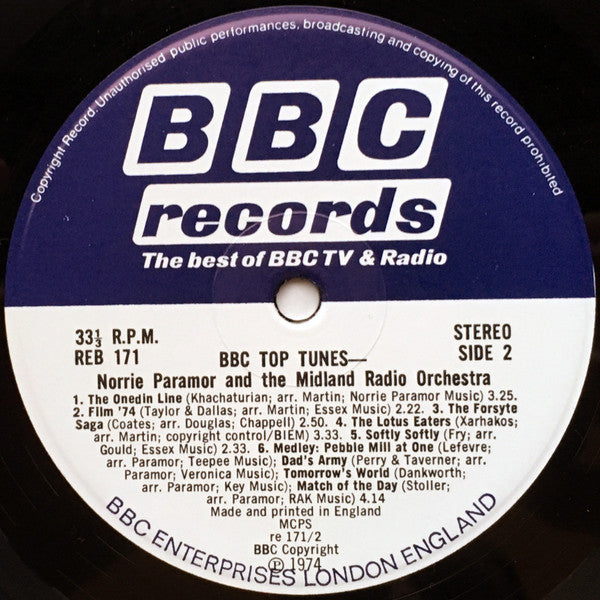 Norrie Paramor And The The Midland Radio Orchestra : BBC Top Tunes (LP)