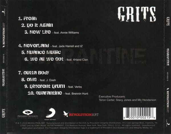 Grits : Quarantine (CD, Album)