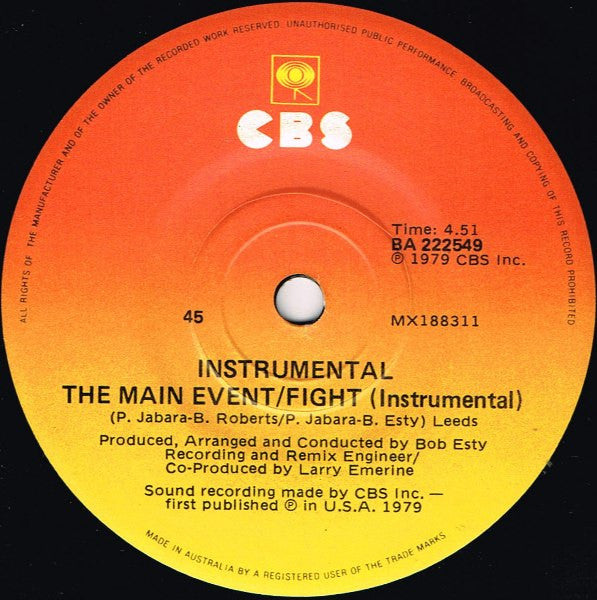 Barbra Streisand : The Main Event / Fight (7", Single)