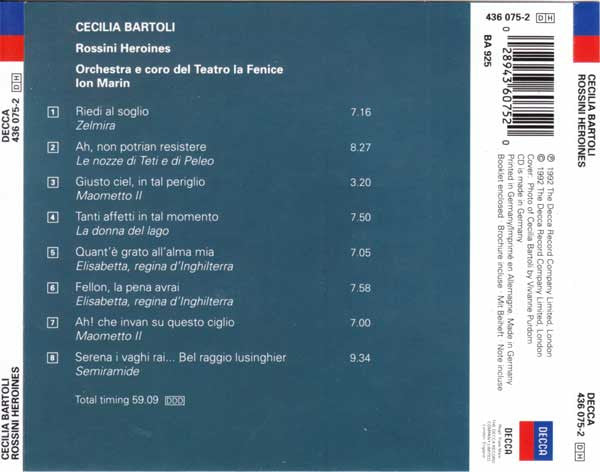 Cecilia Bartoli / Rossini* / Orchestra* And Chorus Of The Teatro La Fenice* / Ion Marin : Heroines (CD, Album)