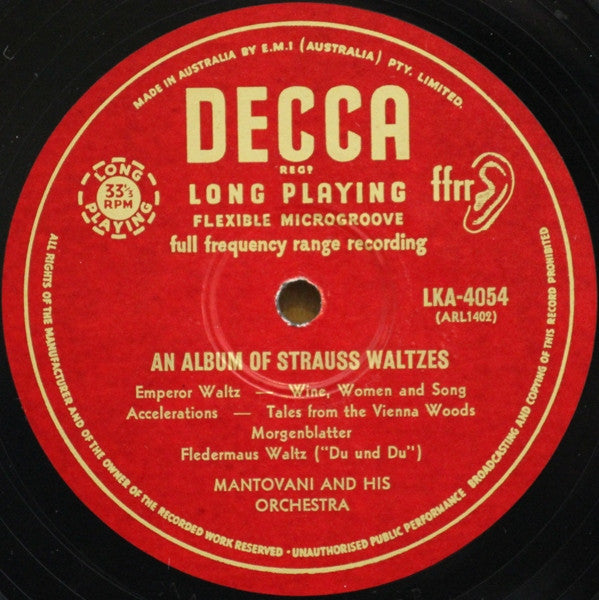Mantovani And His Orchestra : An Album Of Strauss Waltzes (LP, Album, Mono)