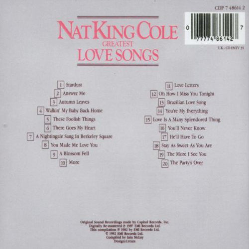 Nat King Cole : Greatest Love Songs (CD, Comp, RE, RM)