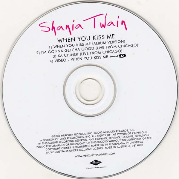 Shania Twain : When You Kiss Me (CD, Maxi, Enh)