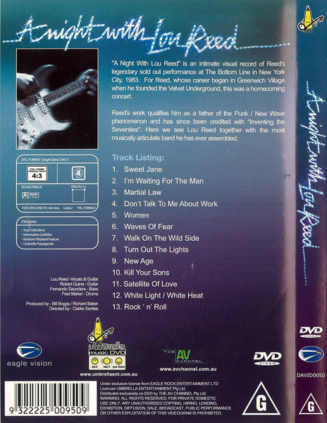 Lou Reed : A Night With Lou Reed (DVD-V, PAL)