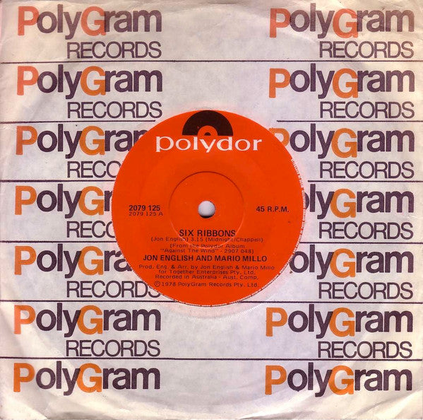 Jon English (3) And Mario Millo : Six Ribbons (7", Single)