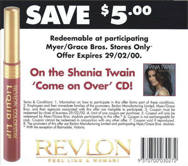 Shania Twain : Revlon - Feel Like A Woman! (CD, Single, Promo)