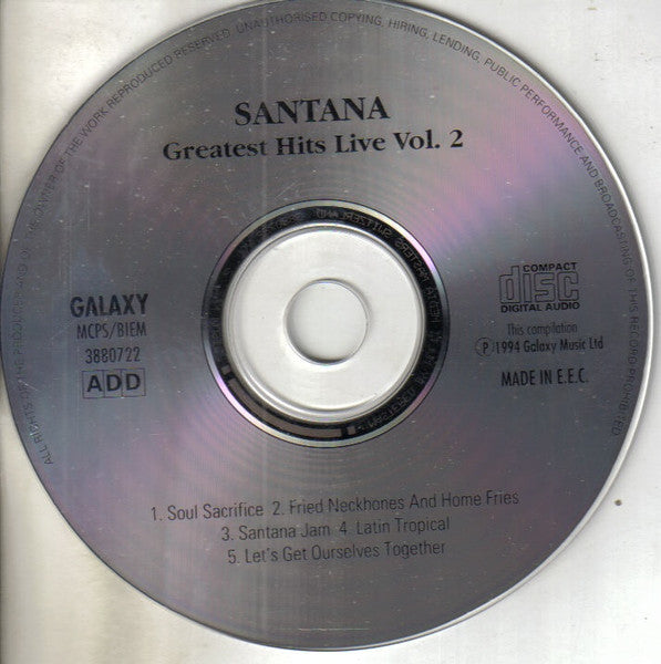Santana : Greatest Hits Live Vol 2 (CD, Comp)