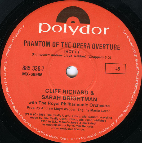 Cliff Richard, Sarah Brightman, Andrew Lloyd Webber : All I Ask Of You (7", Single)