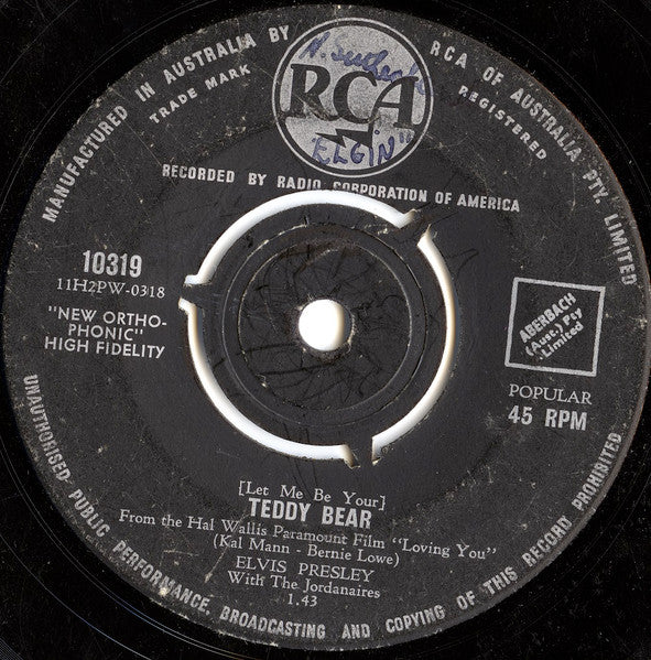 Elvis Presley With The Jordanaires : Loving You / (Let Me Be Your) Teddy Bear (7", Single)
