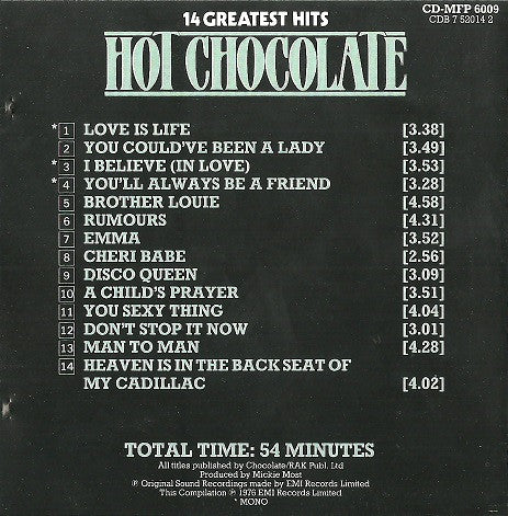 Hot Chocolate : 14 Greatest Hits (CD, Comp, Mono, RE)