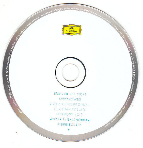 Karol Szymanowski - Christian Tetzlaff, Wiener Philharmoniker, Pierre Boulez : Violin Concerto No. 1 / Symphony No. 3 "Song Of The Night" (2xCD, Album, Dlx, Pre)