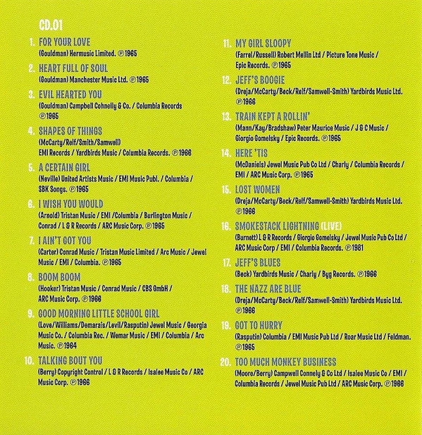 The Yardbirds : Shapes Of Things - The Best Of The Yardbirds (2xCD, Comp, VDC)