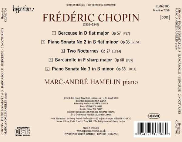 Chopin*, Marc-André Hamelin : Sonatas Nos 2 & 3 / Two Nocturnes / Berceuse · Barcarolle (CD, Album)